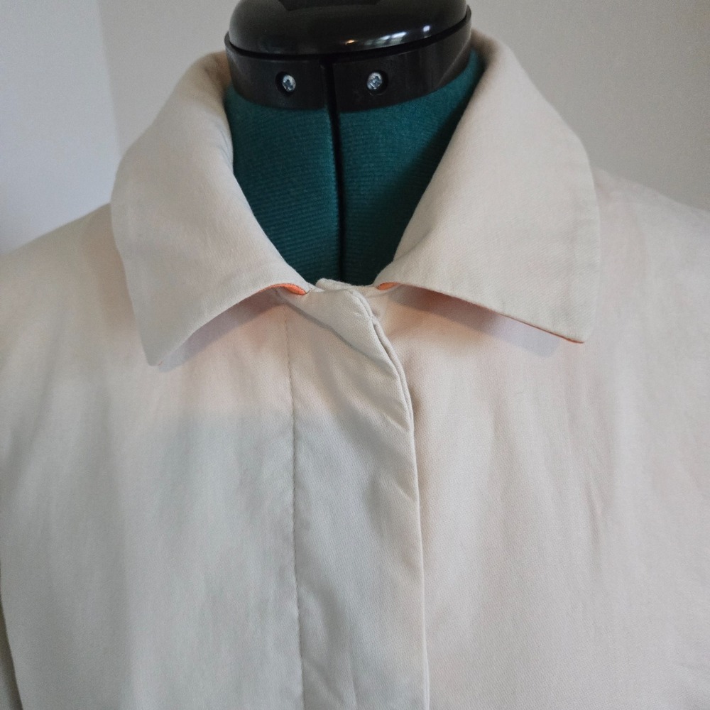 Joe Fresh Trench Coat Womens Large Beige Cotton Canvas Lined Pockets Jacket